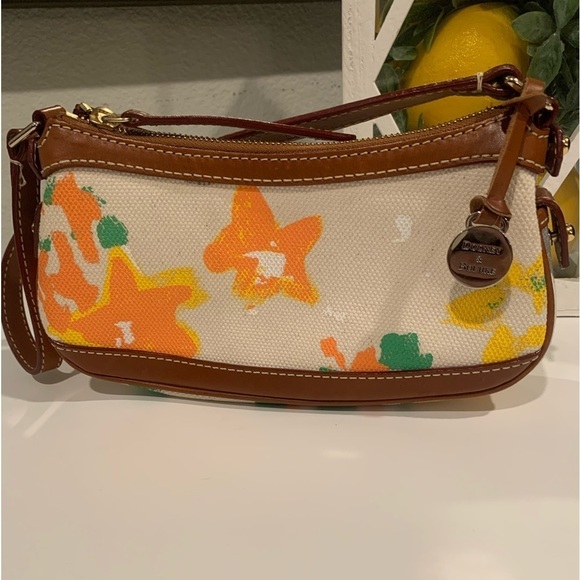 Dooney & Burke Splatter Canvas and Leather Hand Bag - Picture 1 of 12